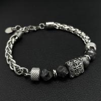 Pulsera cruzada de acero inoxidable para hombre – Pulsera minimalista de eslabones de cadena – Joyería de moda y versátil inspirada en el punk - details 0