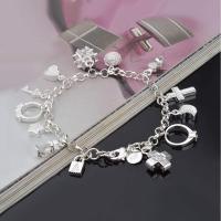 Pulsera de plata S925 de trece piezas colgantes para mujer, pulseras y brazaletes de regalo, joyería - details 0