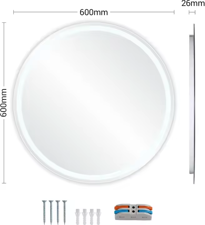 Espejo de pared para baño, luz antivaho regulable, instalación Horizontal o Vertical - 1