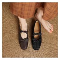 Nueva piel de oveja cabeza cuadrada estilo retro pequeños zapatos de cuero arco pedal boca poco profunda Mary Jane zapatos individuales - details 4
