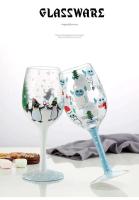 Copa de decoración navideña de cristal impresa, juego de vino pintado a mano para fiesta en casa, Festival, Bar - details 2