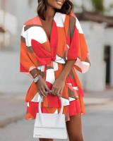 BUNO-Vestido holgado con cuello en V y manga murciélago para mujer, minivestido informal con volantes y corte en A, ropa de playa para vacaciones 2024 - details 3
