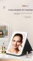 Espejo de maquillaje con luz LED, espejo de maquillaje, espejo de mesa giratorio, plegable y ajustable de 180°, adecuado para sala de estar, salón de belleza, SPA y hotel, espejo de maquillaje portátil - details 1