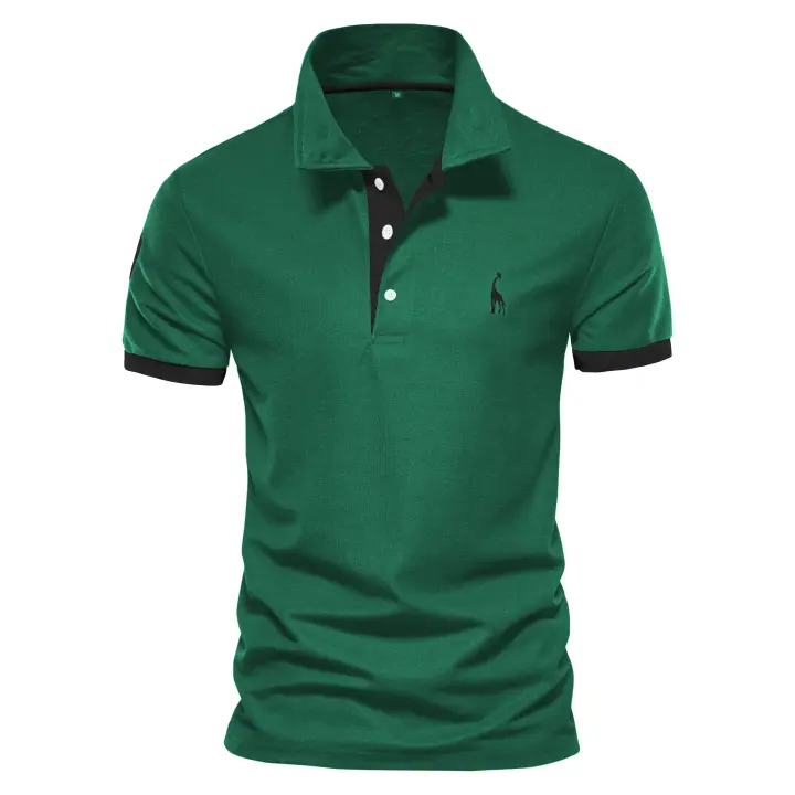 polos hombre manga corta ropa hombre día del padre Polos de algodón para hombre Polos de manga corta con bordado de jirafa para hombre Polos de diseño de marca de alta calidad Ropa para hombre - 1