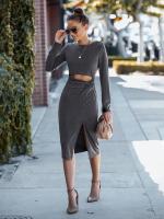 El temperamento de la mujer es elegante el vestido de estilo elegante la moda es simple y el vestido largo y Medio se - details 6