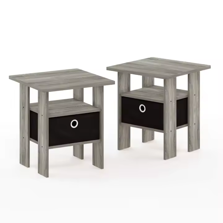 Mesa de Noche Furinno Diseño Francés de Robalo Gris Muebles y Organización - 1