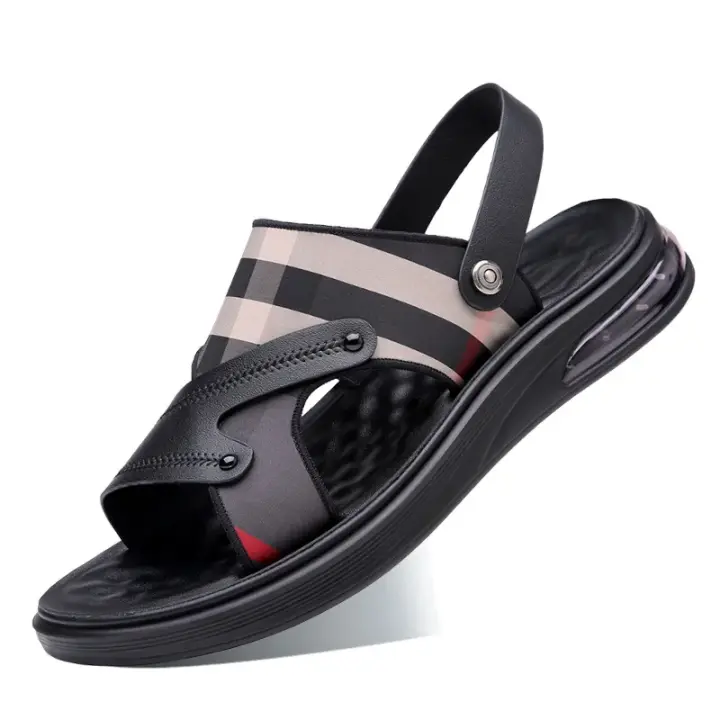 Sandalias de Hombre Auténticas de Piel Chanclas de Playa con Cojín de Aire Diseñadas por el Artista - 1
