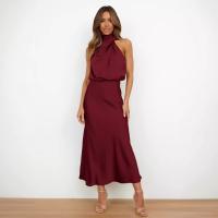 Vestido De Satén De Color Sólido De Europa Y América, Sin Mangas, Elegante, Temperamento Ligero, De Gala, Primavera Y Verano - details 4