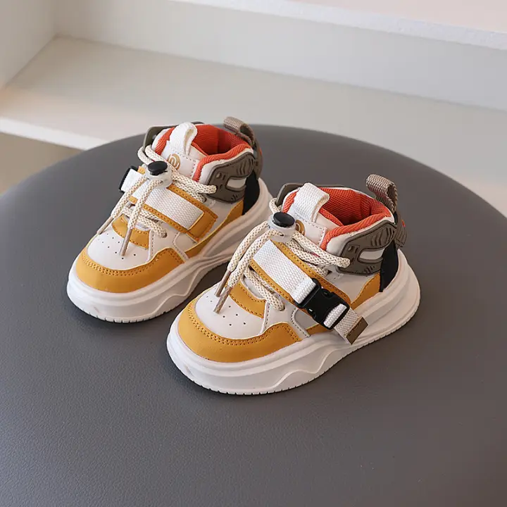 Zapatillas deportivas para niños, zapatos de bebé para niñas, zapatos informales de tabla, zapatos de baloncesto de caña alta para niños - 1