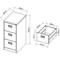 Cajonera de Oficina con 3 Cajones Mueble Archivador con Portaetiquetas y Cerradura para Escritorio Oficina Despacho Acero 103 x 45 x 62 cm - Gris - details 1