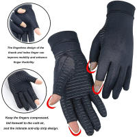 Guantes de cobre de compresión para artritis, guantes de cobre sin dedos para escritura por computadora y trabajo diario, alivio del dolor de manos y soporte - details 7
