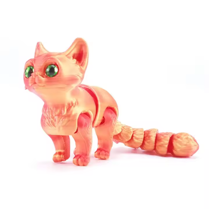 Habitación del hogar ojos brillantes gato impreso en 3D decoración de escritorio articulada Mini figura de gato móvil colorido muñeco de gato 3D juguete para niños - 1