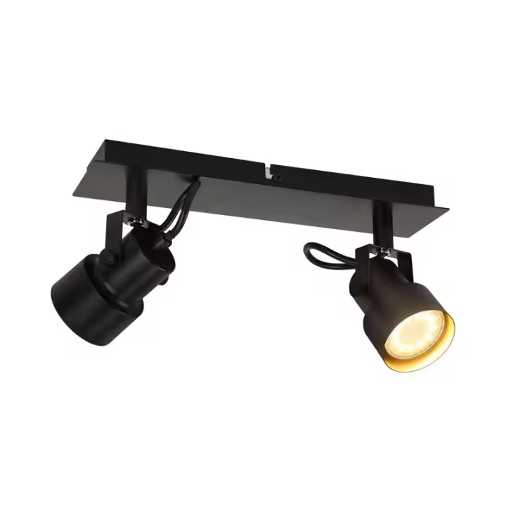 CBJKTX Foco de Techo Negro Lámpara de Techo Vintage GU10 Lámpara de Cocina para 2 Llamas Ajustables Vintage 350 ° - 1