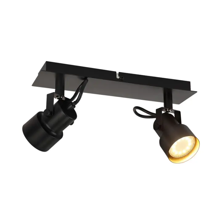 CBJKTX Foco de Techo Negro Lámpara de Techo Vintage GU10 Lámpara de Cocina para 2 Llamas Ajustables Vintage 350 ° - 1