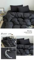 Setera de Cama de Color Sólido Coreano Negra de Alta Calidad para Huecos de Cama Reina/Rey Cubierta de Edredón de Tela Simple Tintada - details 16