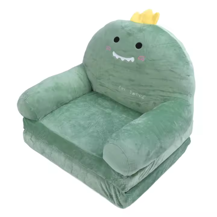Sofá plegable de dibujos animados para niños pequeños, sofá suave y cómodo, cama para niños pequeños, hogar, dinosaurio, 2 capas - 1