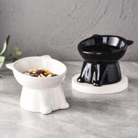 Dispensador de alimentos, cuenco de cerámica para gatos, cuenco de base alta creativo para mascotas, cuenco de alimentación de comida para perros con boca inclinada multiusos, protección del cuello - details 5
