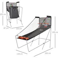 Juego de canastas de baloncesto plegables y portátiles con contador electrónico doble y 4 pelotas de baloncesto con soporte de acero y color negro y blanco 205x110x205cm (PxANxAL) - details 6