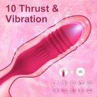 Vibrador consolador juguetes sexuales para mujeres juguete sexual rosa 3 en 1 con vibradores de punto G de empuje y 10 modos de succión para estimulación del pezón del clítoris consoladores anales de doble punta juguetes sexuales para adultos juegos para - details 4
