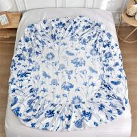Sábana de Cama Impresa con Flor Azul Funda de Almohada de Lino Reactive para Cama Individual/Reina/Rey Protector de Almohada de Tela Elástica - details 2