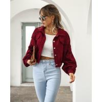 Chaqueta Bomber Cropped con Mangas de Farol Moda de Primavera Vintage de Pana - details 3