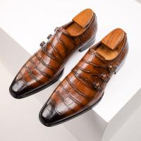Zapatos de cuero transpirables de vestir para hombre con relieve. - details 12