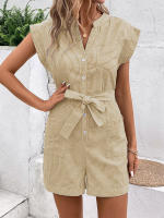 Mono de verano a rayas para mujer, mono de manga corta, pantalones cortos - details 39