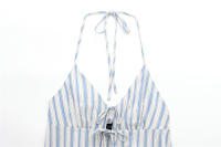 Camiseta Sin Mangas para Mujer OUWU Cuello Halter con Rayas Atadas Espalda Descubierta - details 3