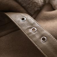Chaqueta gruesa y cálida de piel de oveja para mujer, abrigo corto marrón para motocicleta, chaquetas de piel de oveja sintética, prendas de vestir de invierno - details 14
