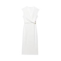 BUNO-Vestido con broche, cuello en V, sin mangas, vestido plisado para mujer, vestidos Midi para mujer, vestidos largos elegantes para mujer - details 1