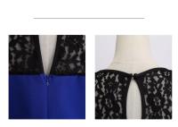 Lace patchwork summer women a line elegant vintage party dress with belt - details 7