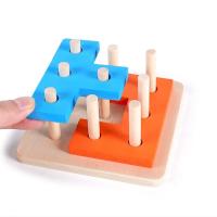 Bloques de construcción de madera para niños, juguete Montessori, figura geométrica colorida, bloques de Pilar, juguetes - details 1