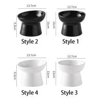 Cuenco de cerámica para gatos, cuenco creativo inclinado/plano para mascotas, base alta, multiusos, antivuelco, alimentador para beber para mascotas, protección del cuello - details 0