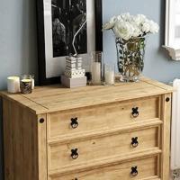 Cómoda Corona de 5 cajones, Hecha con Madera Maciza de Pino Mexicano, y Acabado Encerado Envejecido - details 6