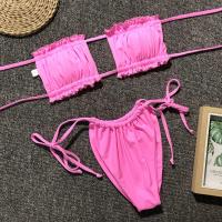 bañador unicolor para mujer, conjunto de Bikini brasileño Sexy con Tanga, traje de baño con cordones, ropa de playa 2025 - details 3