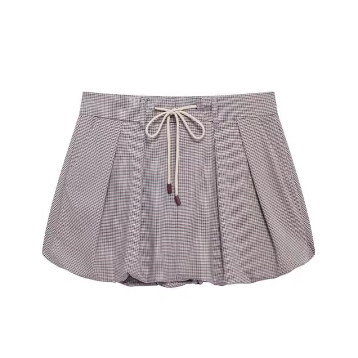 Elegante para mujer a cuadros lisos con falda corta - 1