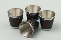 Villa para acampar al aire libre, juego de tazas VIE, suministros para picnic, copas de vino y cerveza de acero inoxidable, cuero PU, 30/70 ml, 4 piezas. - details 9
