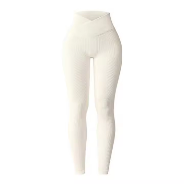 Leggings de Yoga de Cintura Alta para Mujeres Pantalones Largos con Patrón Acolchado Color Sólido - 1