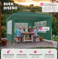 Carpa de Fiesta Robusta Paneles Laterales de 3x3 metros Pavilión de Jardín Impermeable con Estacas Apuntadas Verde - details 5