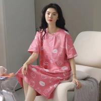Pijama De Verano Para Mujer Camisón Corto Con Mangas Camisón Grande Talla Grande Ropa De Dormir Estilo Coreano Con Dibujos - details 6