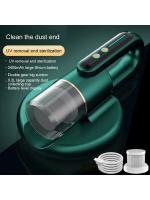 Limpiador de ácaros del polvo para colchones de cama, aspiradora inalámbrica de mano de 4KPa, doble golpe de alta frecuencia, con lámpara UV para matar virus, color verde - details 2