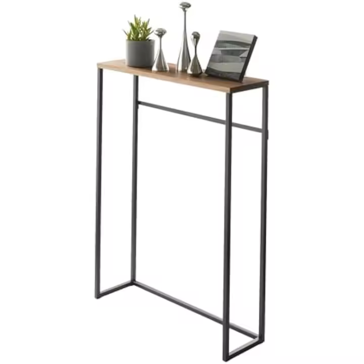 Mesa consola Tower, negro, acero/madera, 60 x 18,5 x 80,5 cm - 1