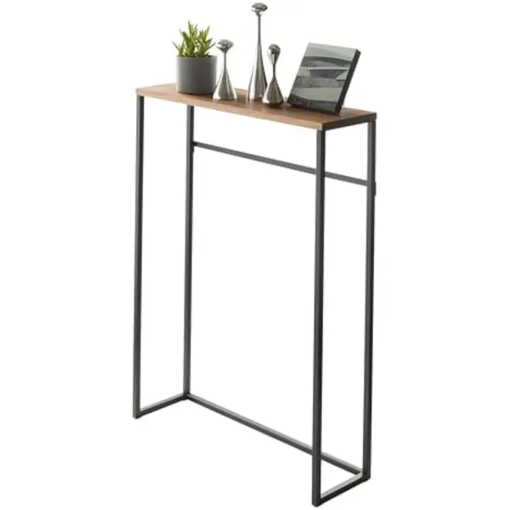 Mesa consola Tower, negro, acero/madera, 60 x 18,5 x 80,5 cm - 1