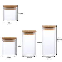 Tarro de Almacenamiento de Vidrio Transparente Cuadrado con Tapa a Prueba de Humedad para Café Té Bolsas de Granos para Cocina Hogar - details 4