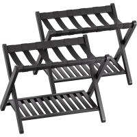 Paquete de 2, Soporte para Maleta de Bambú Plegable con Estante de Almacenamiento para Habitación de Invitados, - details 3