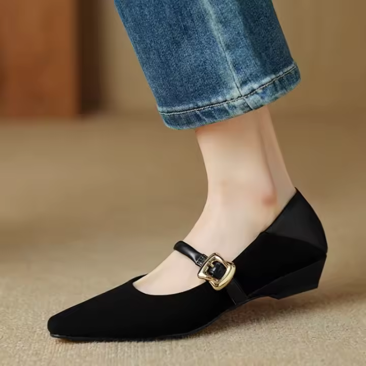 Nicho luz de lujo zapatos de las mujeres nueva primavera y otoño de piel de oveja francesa Mary Jane zapatos de las mujeres de tacón bajo poco profundo de la boca solo zapatos puntiagudos planos - 1