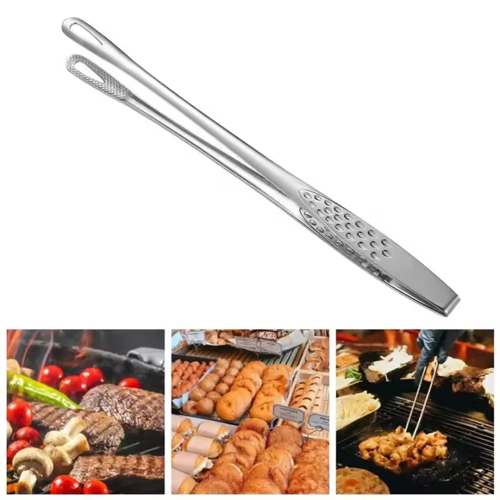 1 pieza de pinzas de cocina de acero inoxidable para barbacoa, pinzas para cocinar, pinzas para barbacoa, pinzas para ensalada y carne, pinzas para alimentos, utensilios de cocina - 1