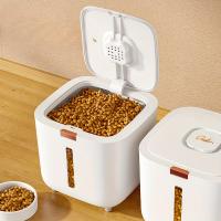 Contenedor de almacenamiento de alimentos sellado para mascotas con tapa, Cubo de plástico a prueba de humedad e insectos para perros y gatos, 1 unidad - details 0