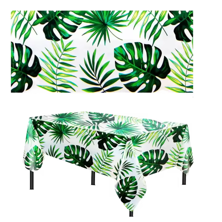 Mantel de tela para Picnic, mantel de hojas de palma, mantel de plástico desechable, práctico paño decorativo para mesa a prueba de aceite - 1