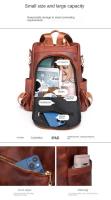 Mochila antirobo para Viajes de Ocio de Mujeres, mochila de viaje de Cuero Blanda Pu de Mujeres, Bolsa simple de gran capacidad - details 21